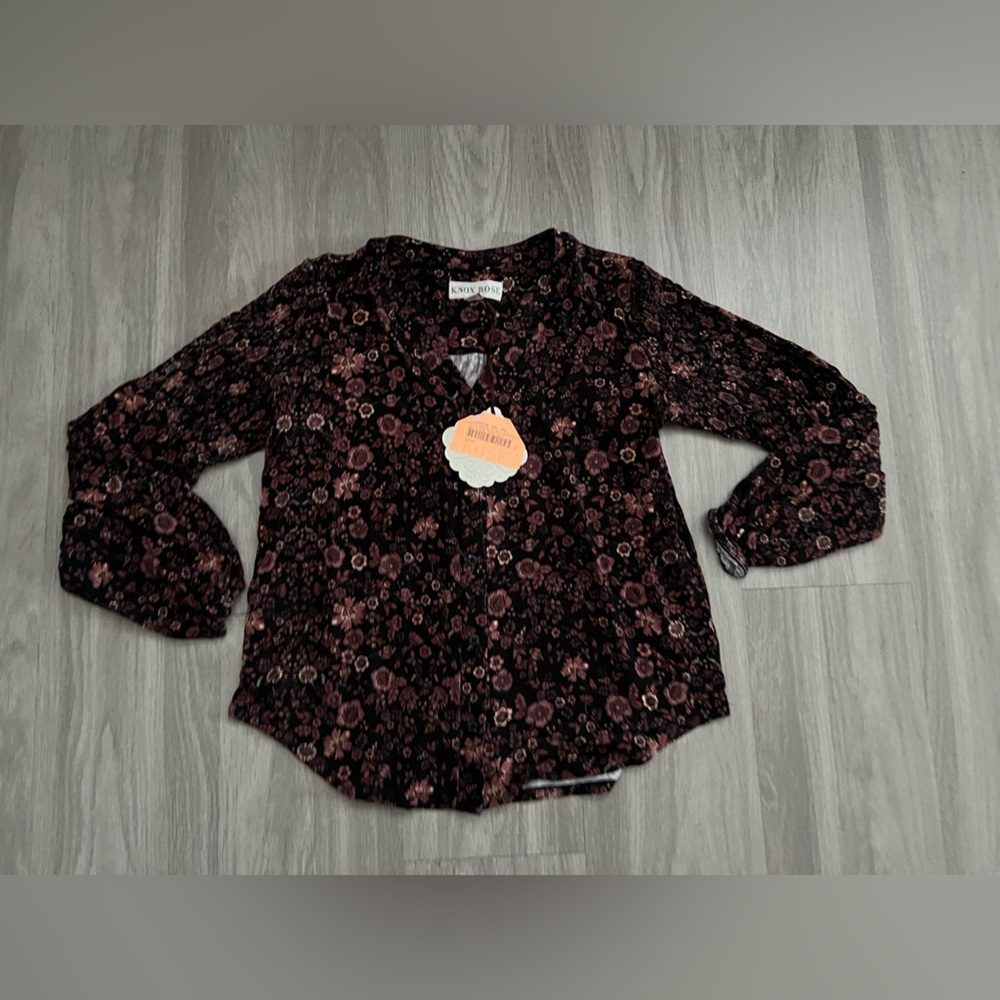 Knox Rose Floral Blouse - Black and Pink xsmall